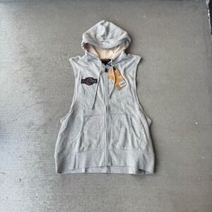 NWT Harley Davidson Studded Sleeveless Hooded Zip Up Sweatshirt Women's 1X